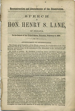 Item #36383 Speech of Hon. Henry S. Lane, of Indiana, in the Senate of the United States....