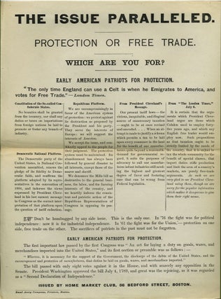 Item #36571 [Broadside] The Issue Paralleled. Protection or Free Trade. Which are You For? Early...
