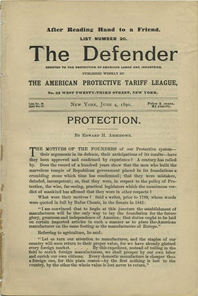 Item #36597 The Defender. Devoted to the Protection of American Labor and Industries [Eight...