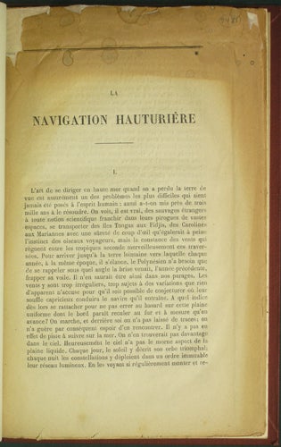 Gravire, E. Jurien da la - La Navigation Hauturire. [Extrait de la Revue Des Deux Mondes]