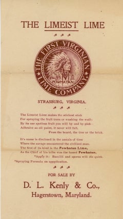 Item #37233 The Limeist Lime. Agricultural Advertisement, The First Virginia Lime Company