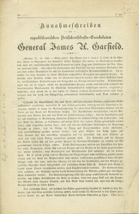 Item #37260 Annahmeschreiben des republikanischen Präsidentschafts-Canditaten General James A....