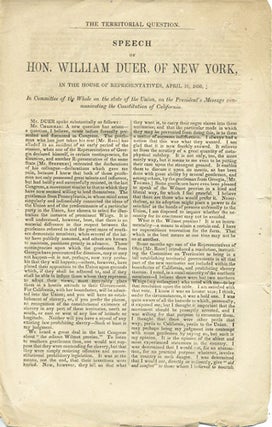 Item #37304 The Territorial Question. Speech of Hon. William Duer, of New York, in the House of...