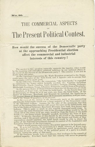 Item #37341 The Commercial Aspects of the Present Political Contest. How would the success of the Democratic party at the approaching Presidential election affect the commercial and industrial interests of this country? [No. 86.]. Republican Party.