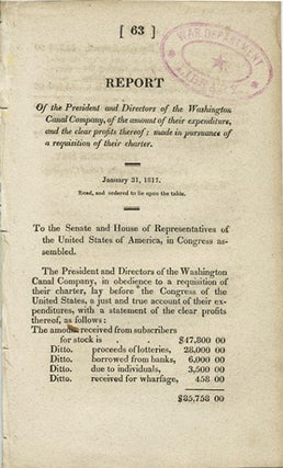 Item #37606 Report of the President and Directors of the Washington Canal Company, of the amount...