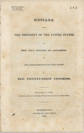 Item #37624 Message from the President of the United States, to the two Houses of Congress, at...
