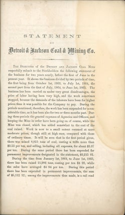 Item #37666 Statement of Detroit & Jackson Coal & Mining Co. Detroit, Jackson Coal, Mining Co