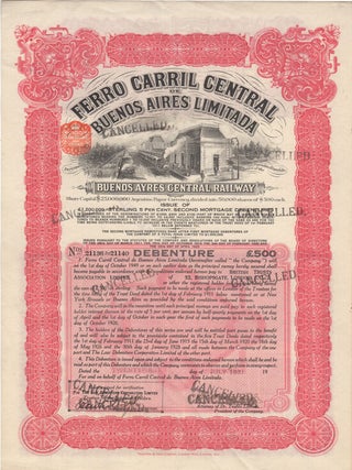 Item #37891 Ferro Carril Central de Buenos Aires Limitada. Debenture. Buenos Ayres Central Railway