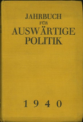 Item #38008 Jahrbuch für Auswärtige Politik. Fritz Berber