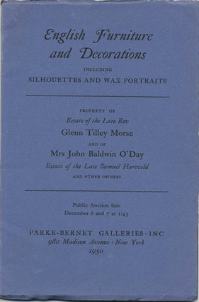 Item #38244 English Furniture and Decorations. Silhouettes, Wax Portraits ... Dec, 6 and 7, 1950....