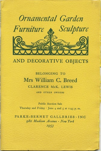 Item #38260 Ornamental Garden & Terrace Furniture, Sculpture, Decorative Objects. June 4 and 5, 1953. Parke-Bernet Galleries.