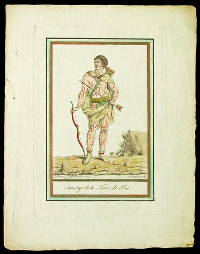 Item #38335 [Print]. Sauvage de la Terre de Feu. [From "Encyclopédie des voyages]. Jacques Grasset de Saint-Sauveur, J. Laroque sculp.