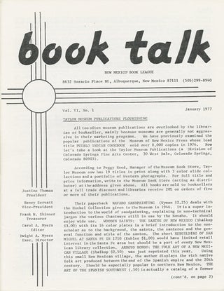 Item #38425 Book Talk. Vol. VI, No. 1. January 1977. New Mexico Book League