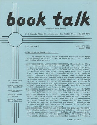 Item #38432 Book Talk. Vol. IX, No. 4. August 1980. New Mexico Book League
