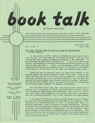 Item #38433 Book Talk. Vol. X, No. 2. April 1981. The Agony and the Agony of Writing a Book on...
