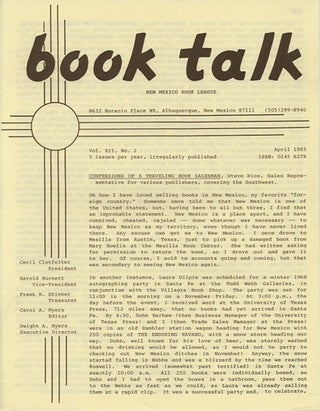 Item #38436 Book Talk. Vol. XII, No. 2. April 1983. Confessions of a Traveling Book Salesman. New...