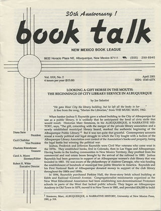 Item #38443 Book Talk. Vol. XXX, No. 2. April 2001. Looking a Gift Horse in the Mouth: The...