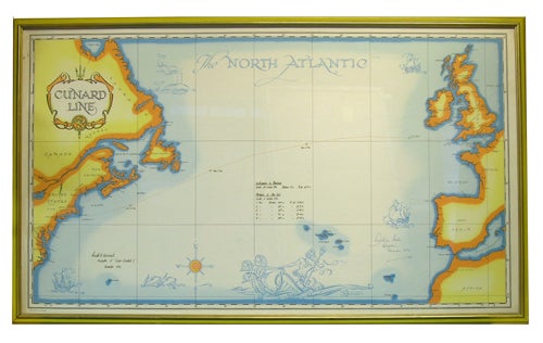 Item #38560 [Map of Queen Elizabeth 2's passage through the North Atlantic, signed]. Queen Elizabeth 2.