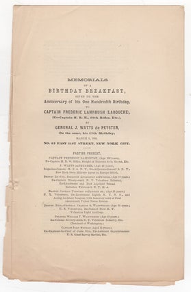 Item #38719 Memorials of a Birthday Breakfast, given on the Anniversary of his One Hundredth...