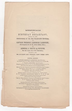 Item #38719 Memorials of a Birthday Breakfast, given on the Anniversary of his One Hundredth...