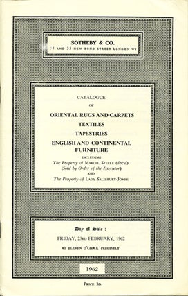 Item #39039 Catalogue of Oriental Rugs and Carpets, Textiles, Tapestries, English and Continental...