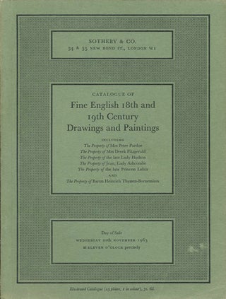 Item #39053 Catalogue of Fine English 18th and 19th Century Drawings and Paintings. Wednesday...