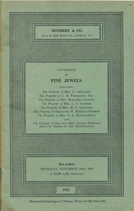Item #39067 Catalogue of Fine Jewels...Thursday, November 25th, 1965. Sotheby's