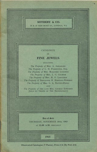 Item #39067 Catalogue of Fine Jewels...Thursday, November 25th, 1965. Sotheby's.