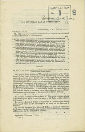 Item #39511 The Isthmian Canal Commission. Circular No. 51. Washington, D.C. June 30, 1913....