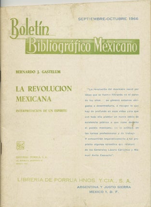 Item #39542 Boletín Bibliográfico Mexicano, Septiembre-Octubre 1966. Francisco Porrua Estrada, dir