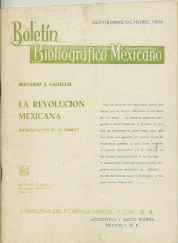 Item #39542 Boletín Bibliográfico Mexicano, Septiembre-Octubre 1966. Francisco Porrua Estrada, dir.