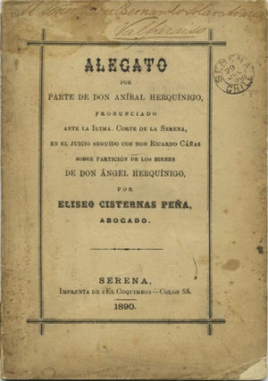 Item #39611 Alegato por parte de Don Aníbal Herquínigo, pronunciado ante la Iltma. Corte de la...