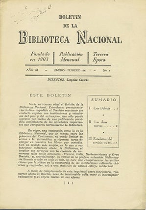 Item #39683 Boletin de la Biblioteca Nacional. Año IX. Nos. 1, 2, 3, 4-5. Enero - Febrero,...