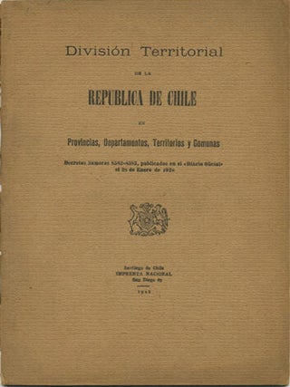 Item #39721 División Territorial de la Republica de Chile en Provincias, Departamentos,...