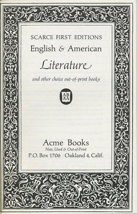 Item #39787 Scarce First Editions English & American Literature and other choice out-of-print...