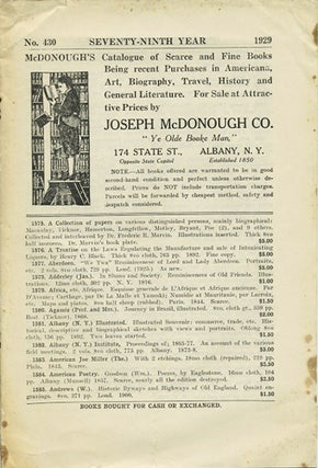 Item #39830 McDonough's Catalogue of Scarce and FIne Books Being recent Purchases in Americana,...