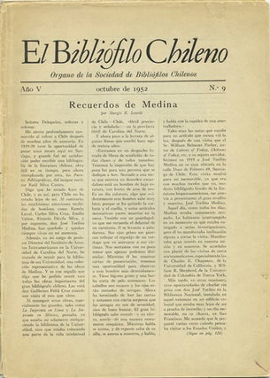 Item #39878 El Bibliófilo Chileno. Organo de la Sociedad de Biblófilos Chilenos. Año V octubre...