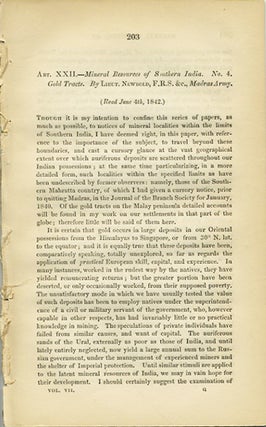 Item #40399 "Mineral Resources of Southern India, No. 4 - No. 8" [from] The Journal of the Royal...