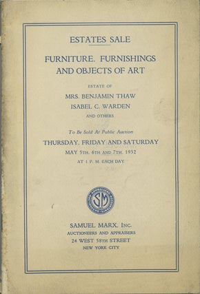 Item #41105 Estates Sale. Furniture, Furnishings and Objects of Art. Estate of Mrs. Benjamin...