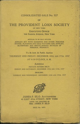 Item #41181 Consolidated Sale No. 527 of the Provident Loan Society. Articles to be sold include...