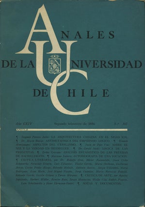 Item #41217 Anales de la Universidad de Chile. Memorias cientificas y literarias. Año CXIV....