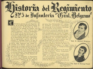 Ejercito Argentino. Regimiento no. 3 de Infanteria "General Belgrano". Recuerdo de mi vida militar. Buenos Aires. Año 1940. [Cover Title].