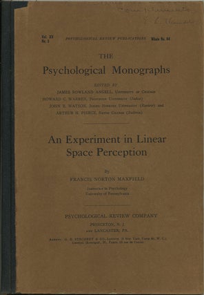 Item #42055 An Experiment in Linear Space Perception. Francis Norton Maxfield