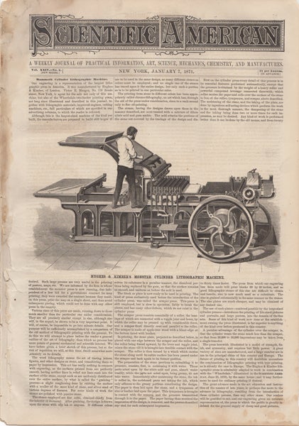 Item #42271 Scientific American. A Weekly Journal of Practical Information, Art, Science, Mechanics, Chemistry, and Manufactures. Vol. XXIV. No. 2. January 7, 1871. O. D. Munn, S H. Wales, eds A E. Beach.
