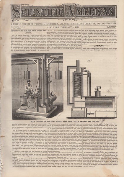 Item #42275 Scientific American. A Weekly Journal of Practical Information, Art, Science, Mechanics, Chemistry, and Manufactures. Vol. XXIV. No. 6. February 4, 1871. O. D. Munn, S H. Wales, eds A E. Beach.