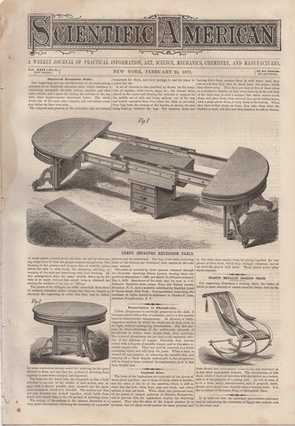 Item #42278 Scientific American. A Weekly Journal of Practical Information, Art, Science, Mechanics, Chemistry, and Manufactures. Vol. XXIV. No. 9. February 25, 1871. O. D. Munn, S H. Wales, eds A E. Beach.