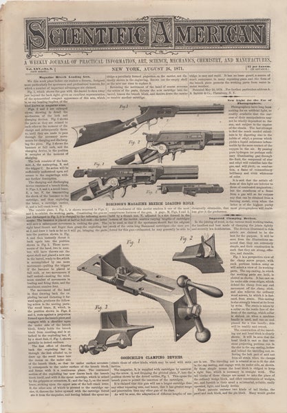 Item #42304 Scientific American. A Weekly Journal of Practical Information, Art, Science, Mechanics, Chemistry, and Manufactures. Vol. XXV. No. 9. August 26, 1871. O. D. Munn, A. E. Beach, eds.
