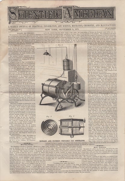 Item #42306 Scientific American. A Weekly Journal of Practical Information, Art, Science, Mechanics, Chemistry, and Manufactures. Vol. XXV. No. 11. September 9, 1871. O. D. Munn, A. E. Beach, eds.
