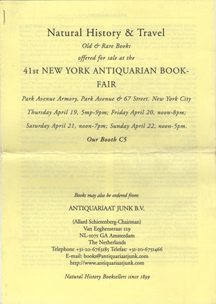 Item #42601 Natural History & Travel Old & rare Books offered for sale at the 41st New York...