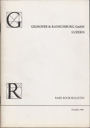 Item #42665 Rare Book Bulletin October 1989. Gilhofer, Ranschburg